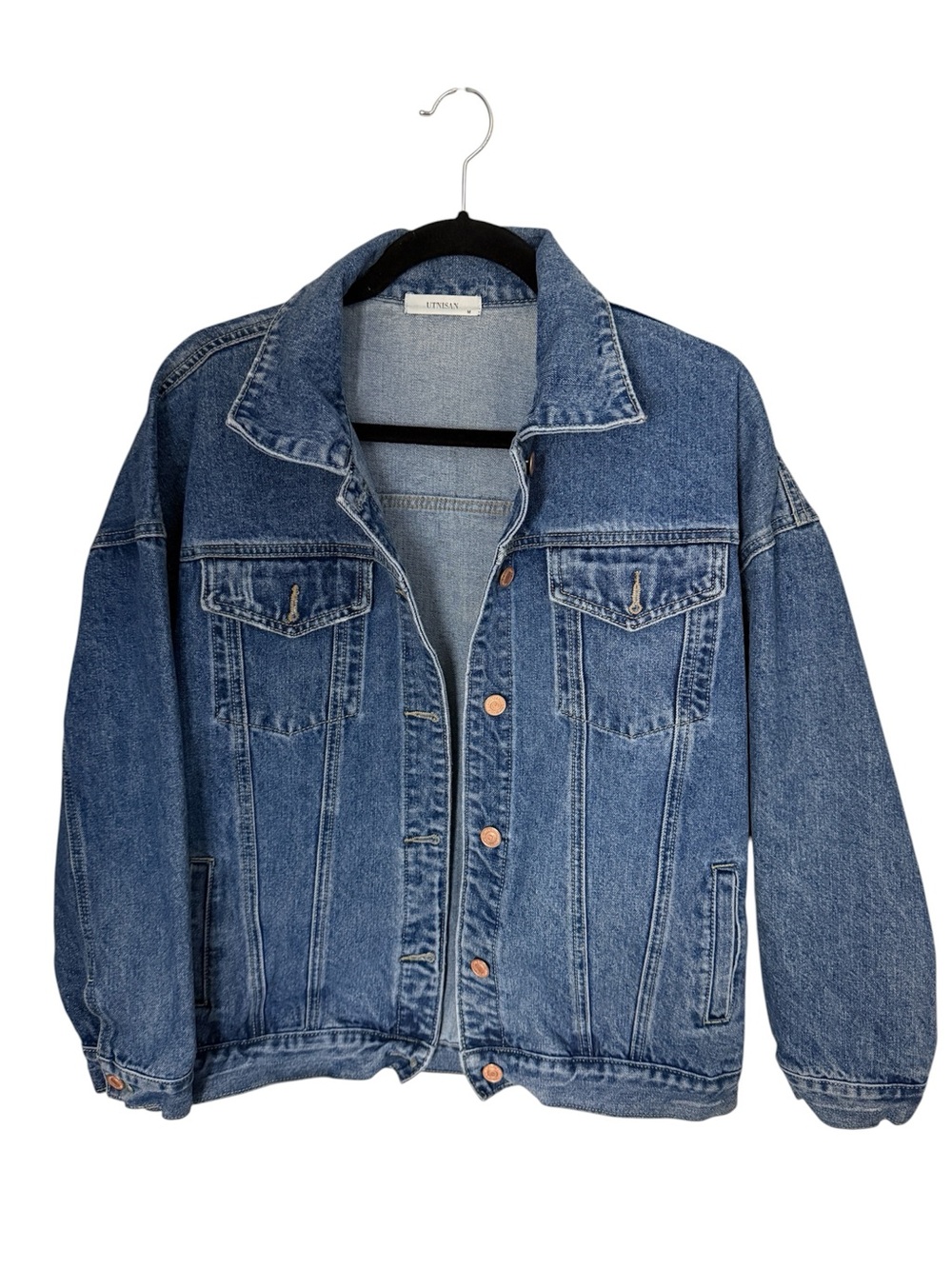 Utnisan jean jacket oversized Denim Jacket - Blue Jean Trucker Jacket